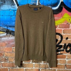 DOCKERS-men’s light brown cotton blend long sleeve lightweight crewneck sweater